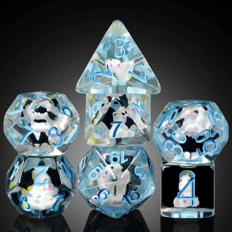 DNDND Unicorn DND Dice Set, 7PCS Cute Resin D&D Dice with Velvet Bag for Dungeons and Dragons Role Playing Games and Tabletop Games（Unicorn - Image 1